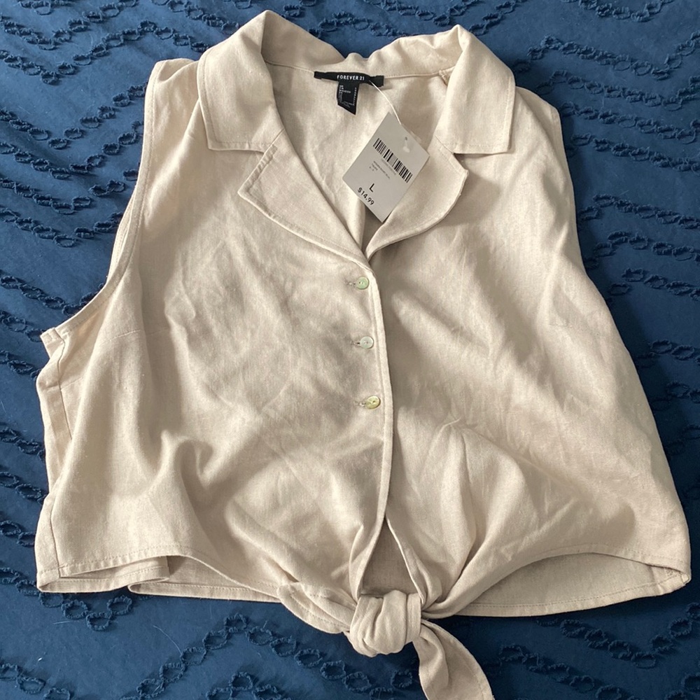 Forever 21 linen fabric tied tank
